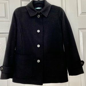 Ralph Lauren WOOL-BLEND BUTTONED COAT, BLACK, PETITE 4